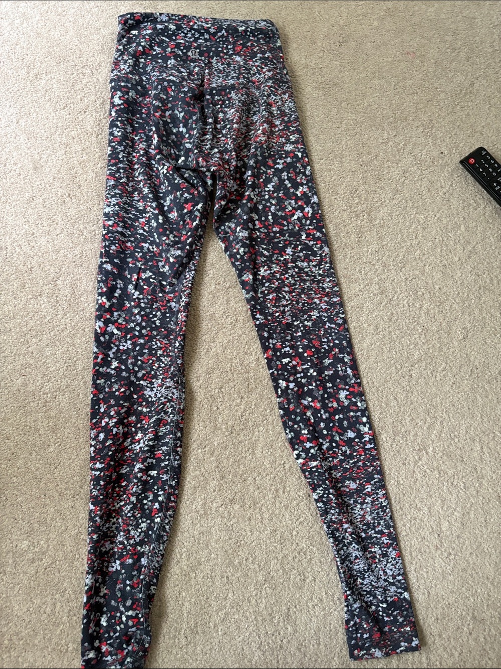 lululemon athletica Black Leggings with Red & White Fleck Print